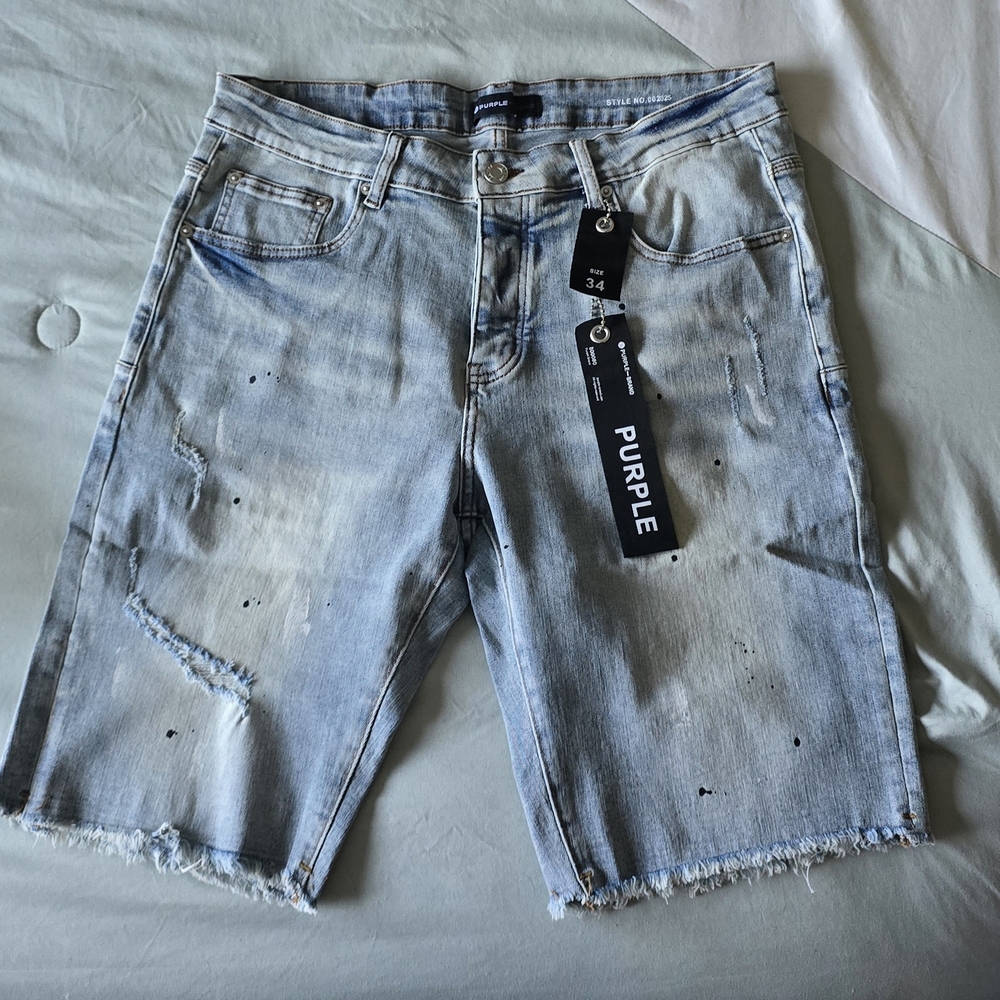 Light Blue Distressed Denim Shorts